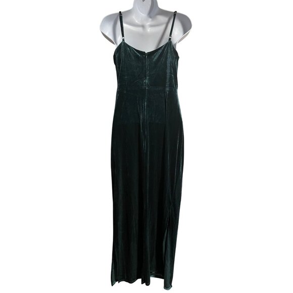 Taylor Womens Dark Green Velvet Maxi Dress Spaghetti Straps Size 2 Holiday Party - Picture 2 of 12